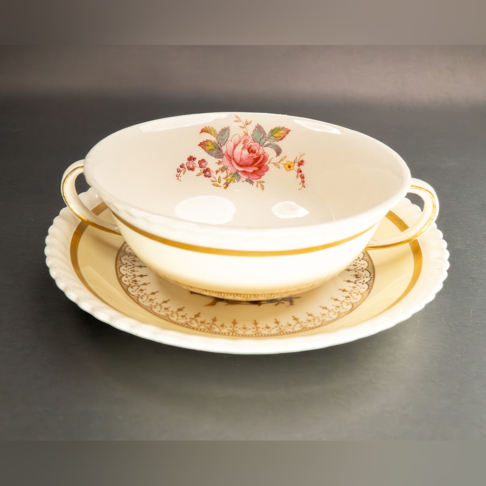 Double Handled Giant Tea Cup and Saucer from Johnson Bros Widsorware